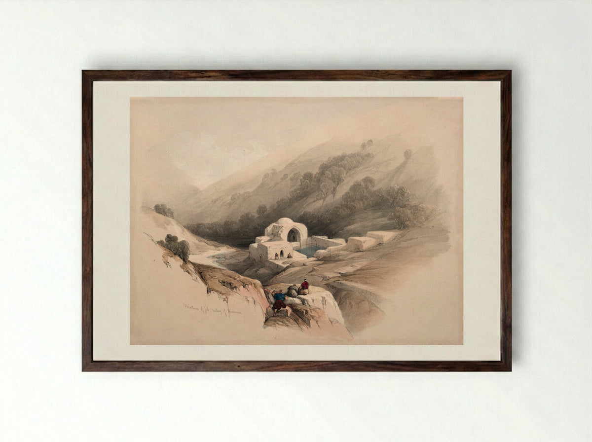 Fountain of Job, Valley of Hinnom - David Roberts - Framed Print Dark Wood