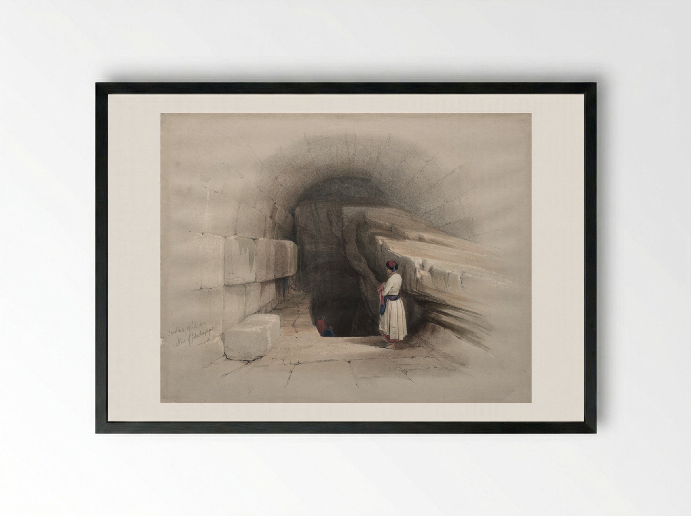 Fountain of Siloam, Valley of Jehoshaphat - David Roberts - Framed Print Black