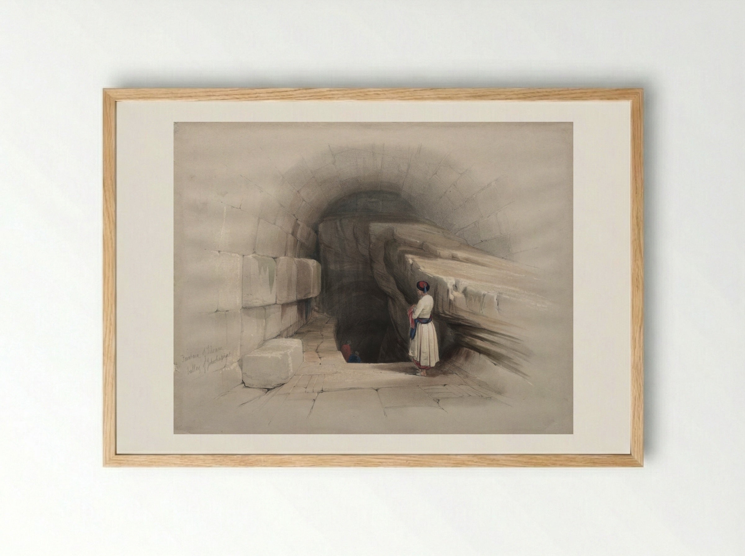 Fountain of Siloam, Valley of Jehoshaphat - David Roberts - Framed Print Wood