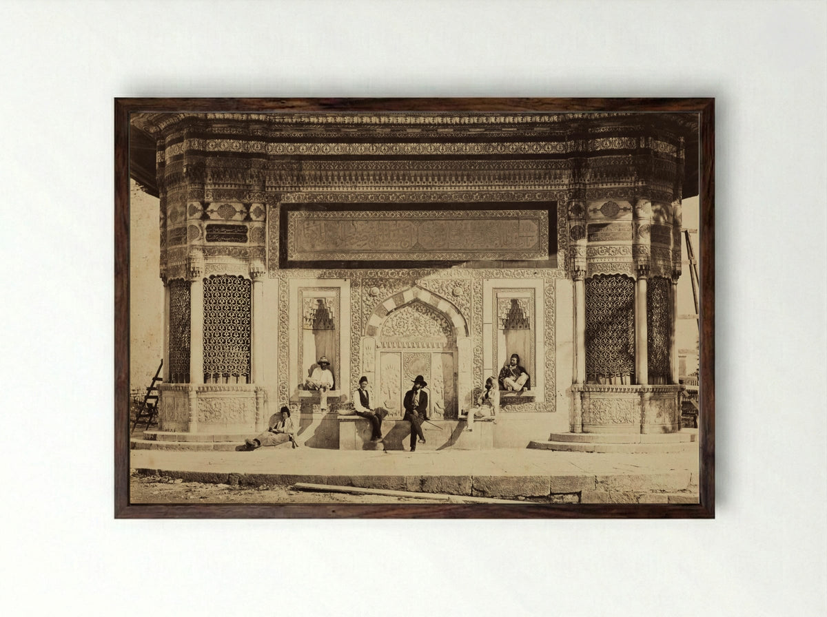Fountain of Sultan Ahmed III, Constantinople - Pascal Sébah - Framed Print Dark Wood