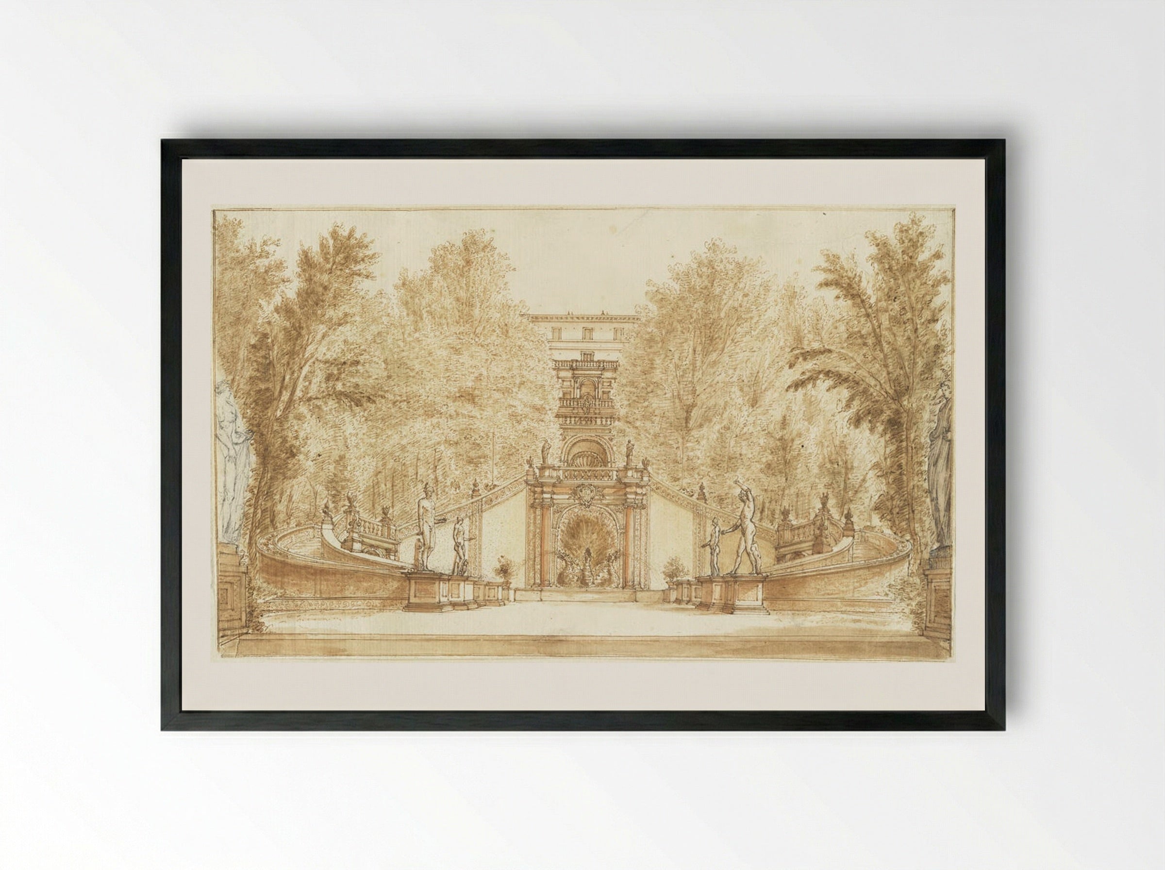 Fountain of the Dragons, Villa d'Este, Tivoli - Israël Silvestre - Framed Print Black