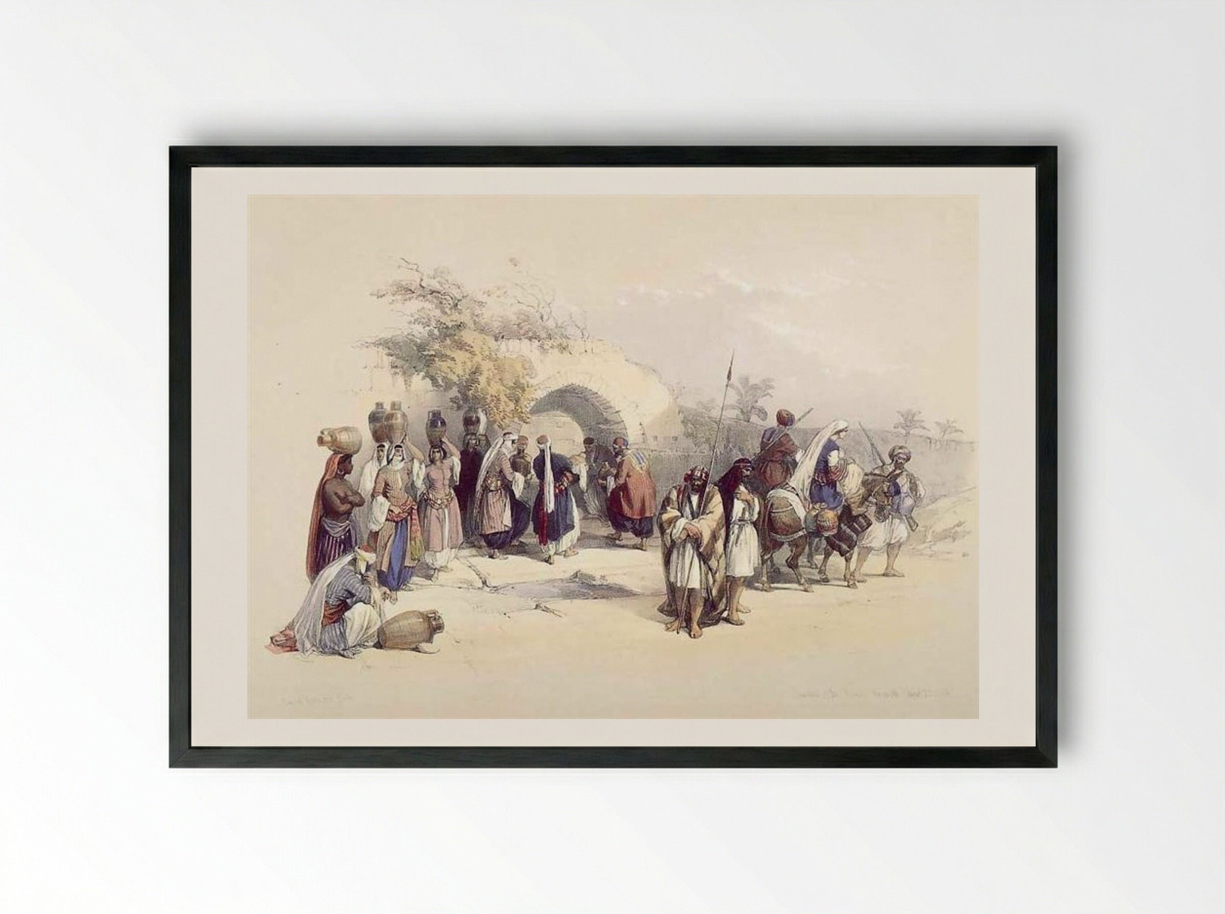 Fountain of the Virgin, Nazareth - David Roberts - Framed Print Black