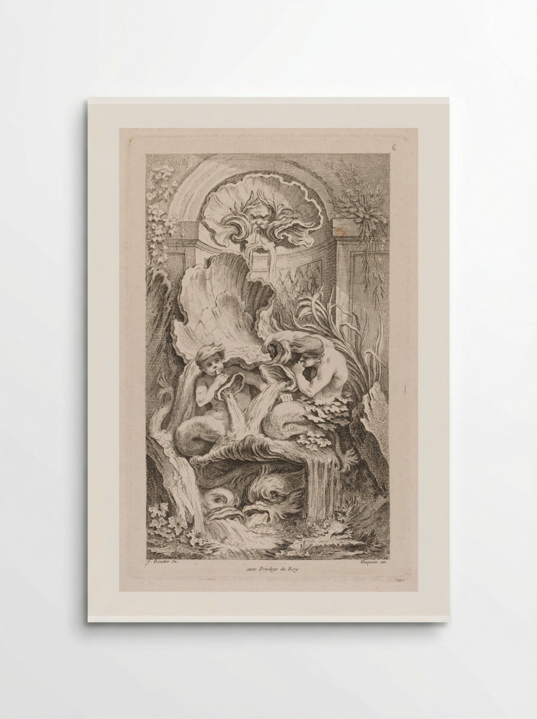 Fountain with Two Tritons Blowing Conch Shells - Gabriel Huquier - Poster
