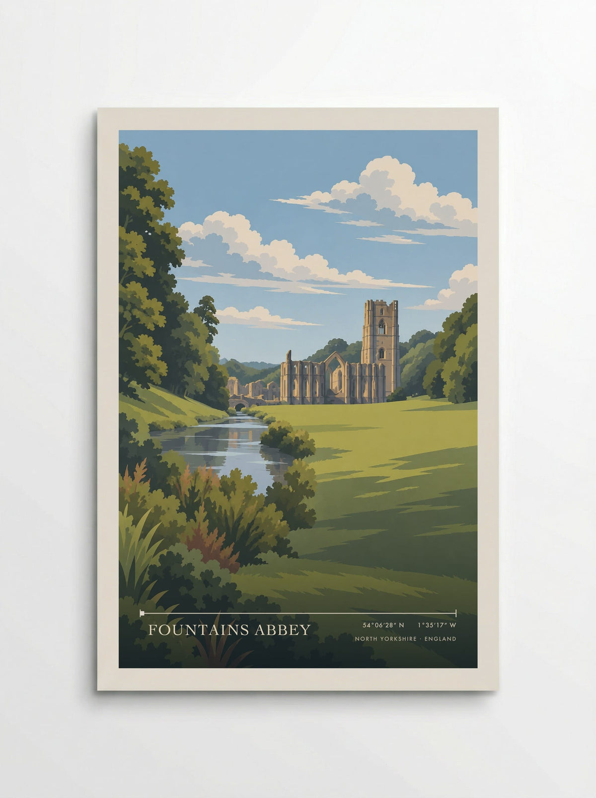 Fountains Abbey, North Yorkshire | Travel Poster - Poster
