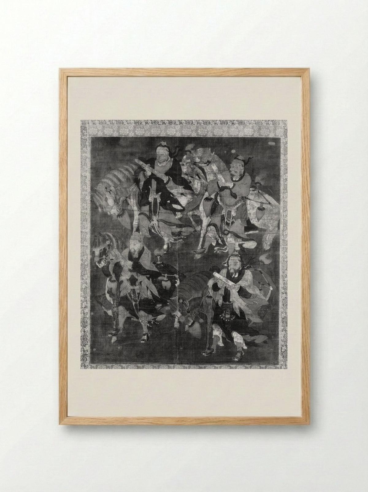 Four Deities with Horses - Fine Art Print - Framed Print Wood