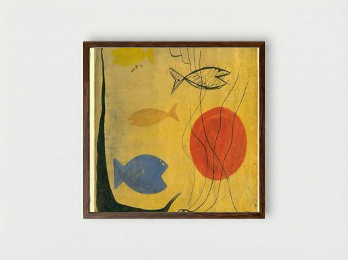 Four Fish in Water - Alexander Calder - Framed Print Dark Wood