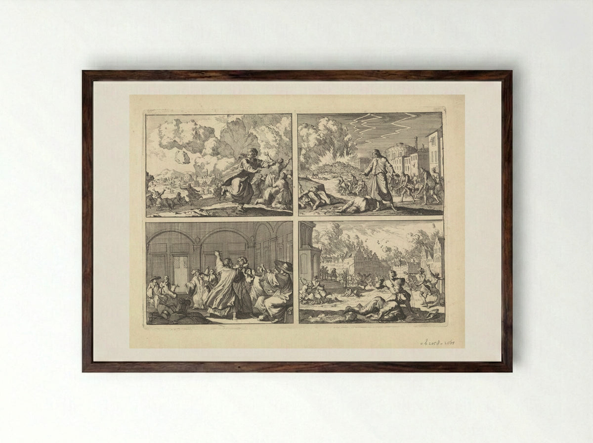 Four Historical Scenes - Caspar Luyken - Framed Print Dark Wood