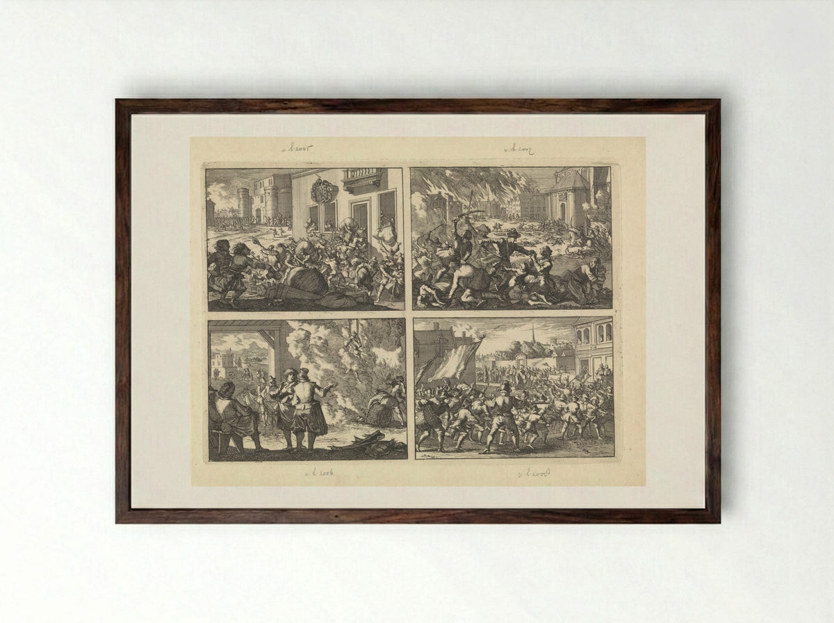 Four Historical Scenes - Caspar Luyken - Framed Print Dark Wood