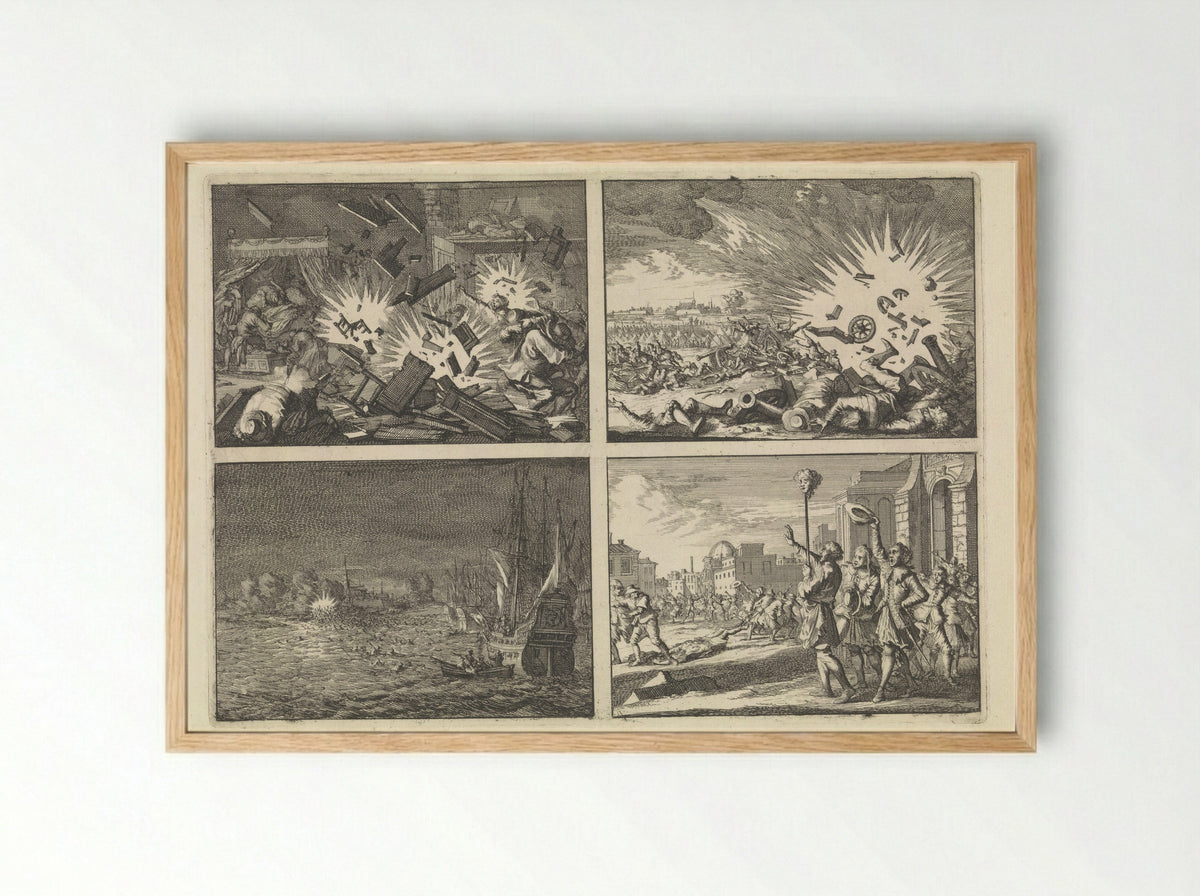 Four Historical Scenes - Caspar Luyken - Framed Print Wood
