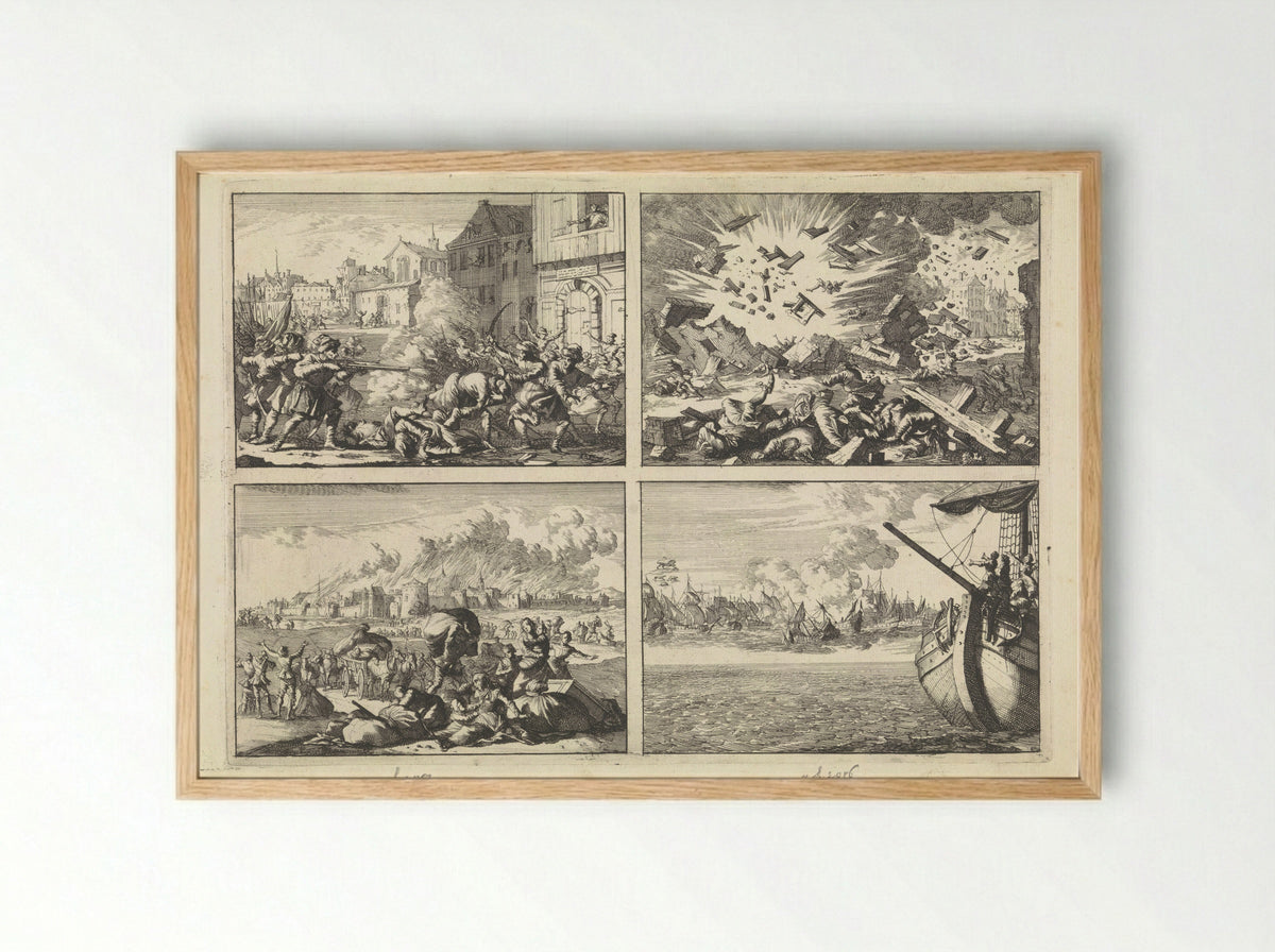 Four Historical Scenes - Caspar Luyken - Framed Print Wood