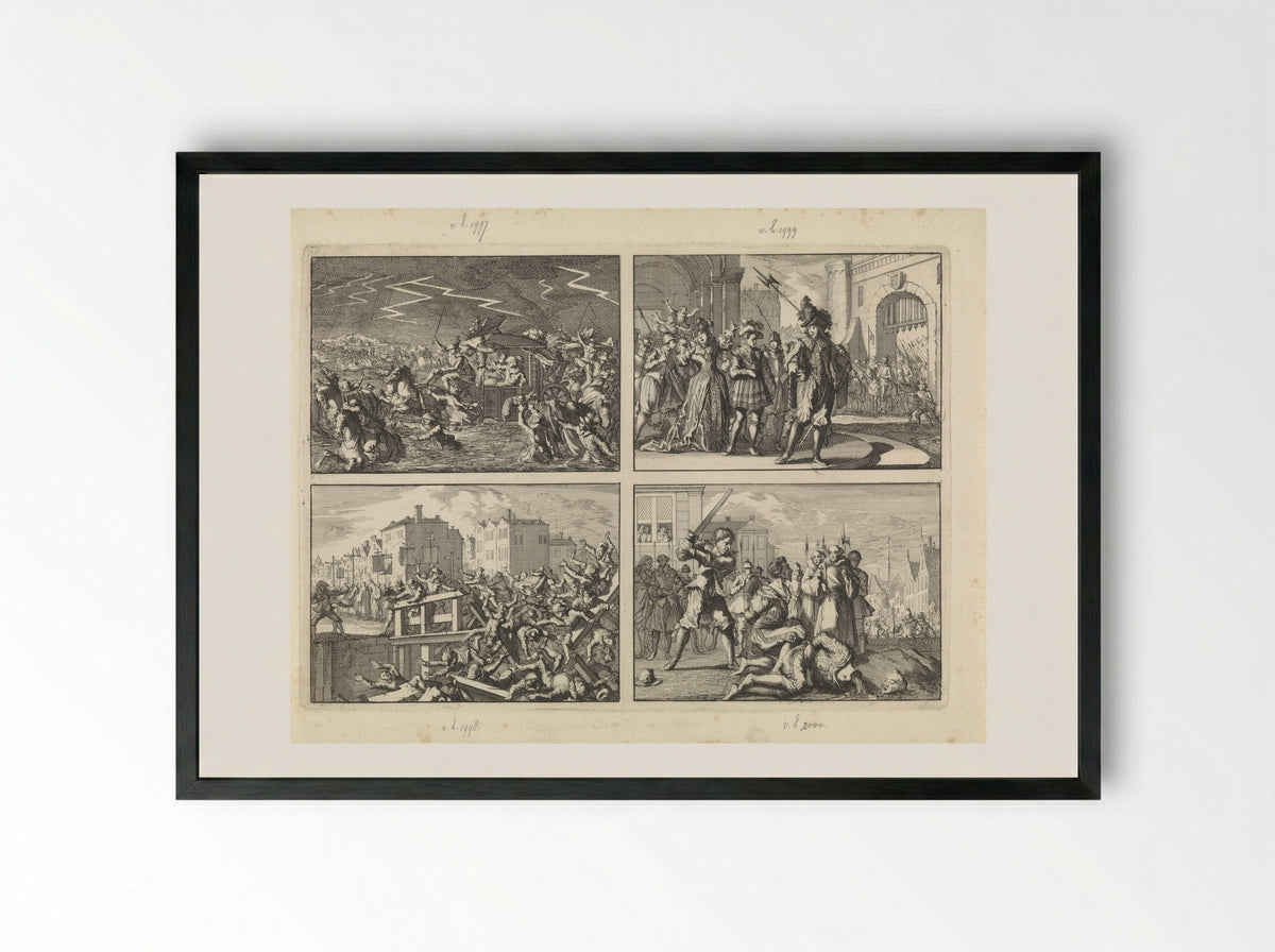 Four Scenes from the Life of Louis XIII - Caspar Luyken - Framed Print Black