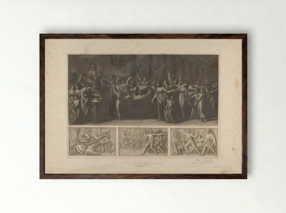 Four Scenes from the Trojan War - Luigi Ademollo - Framed Print Dark Wood