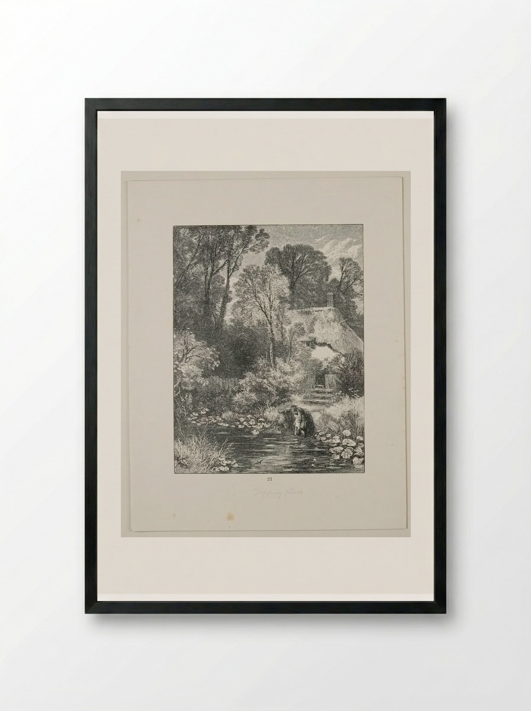 Four Stages of the Stream: 1 The Dipping-Place - Edward Dalziel - Framed Print Black