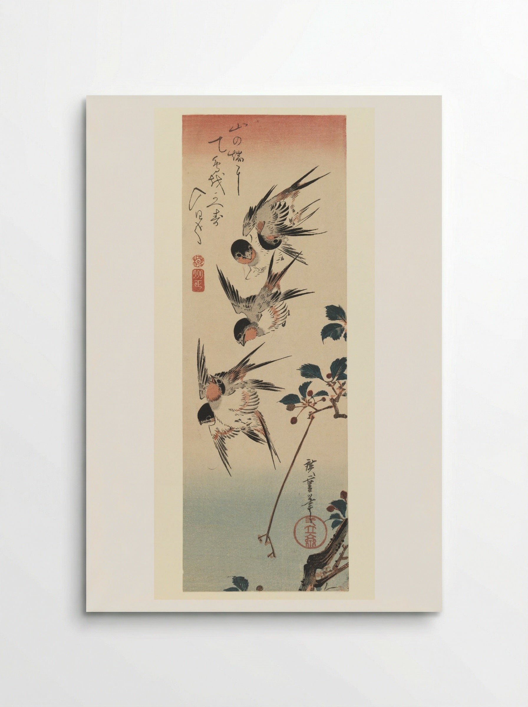 Four Swallows - Utagawa Hiroshige - Poster