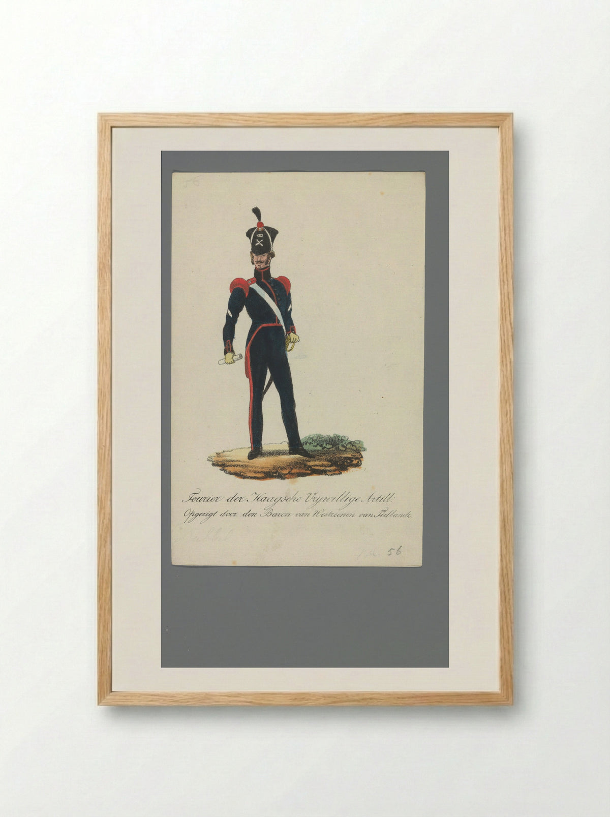 Fourier der Haagsche Vrijwillige Artill: opgerigt door den Baron van Westreenen van Tiellandt - Johannes Paulus Houtman - Framed Print Wood