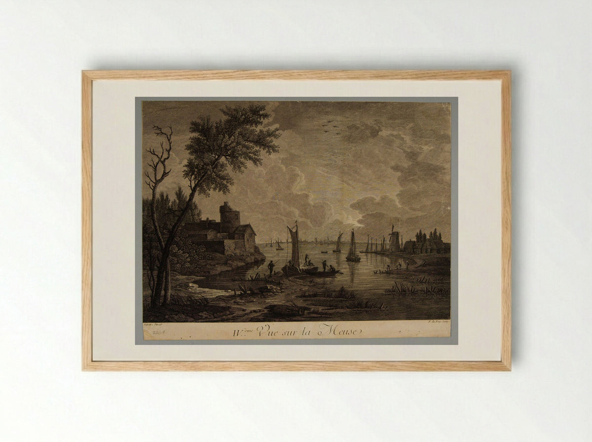 Fourth View on the Meuse - Charles Nicolas Dufour - Framed Print Wood