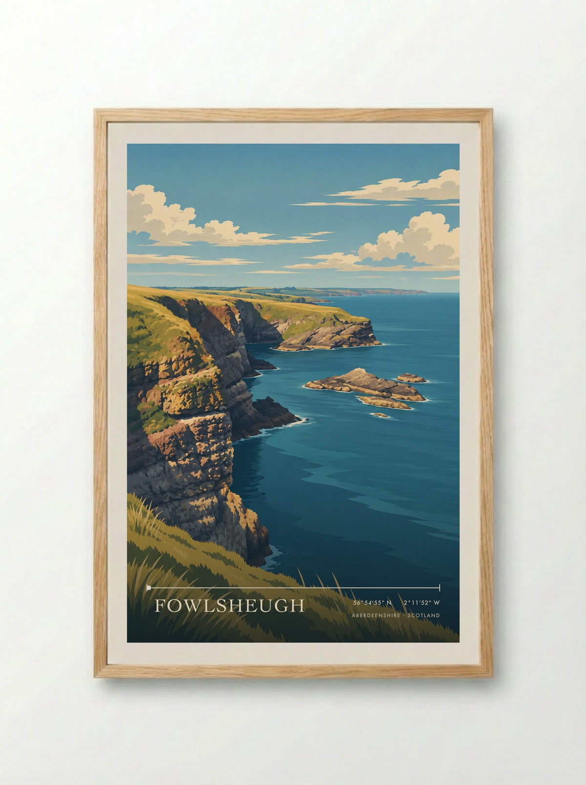 Fowlsheugh, Aberdeenshire | Travel Poster - Framed Print Wood