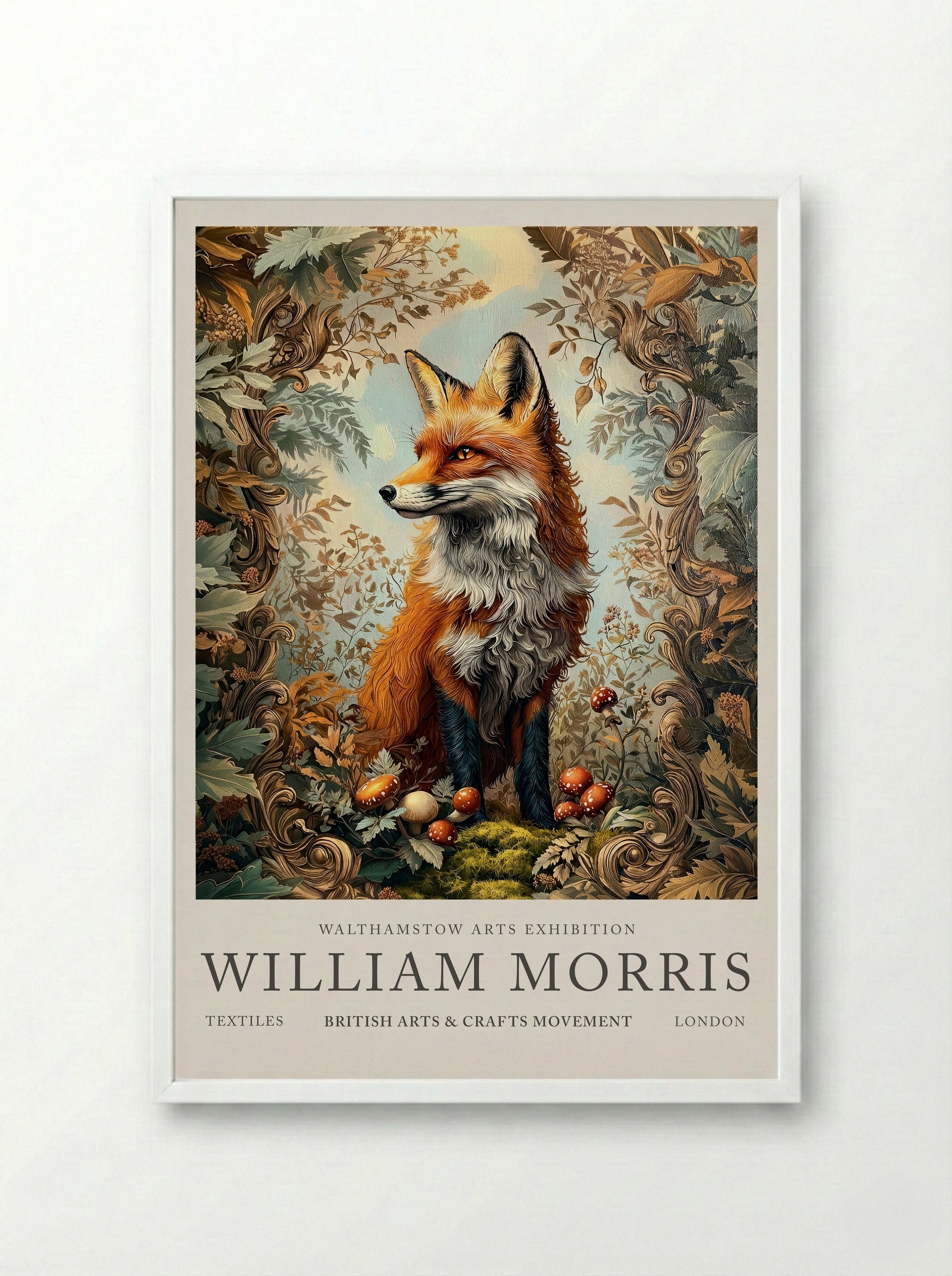 Fox Fable - William Morris - Framed Print White