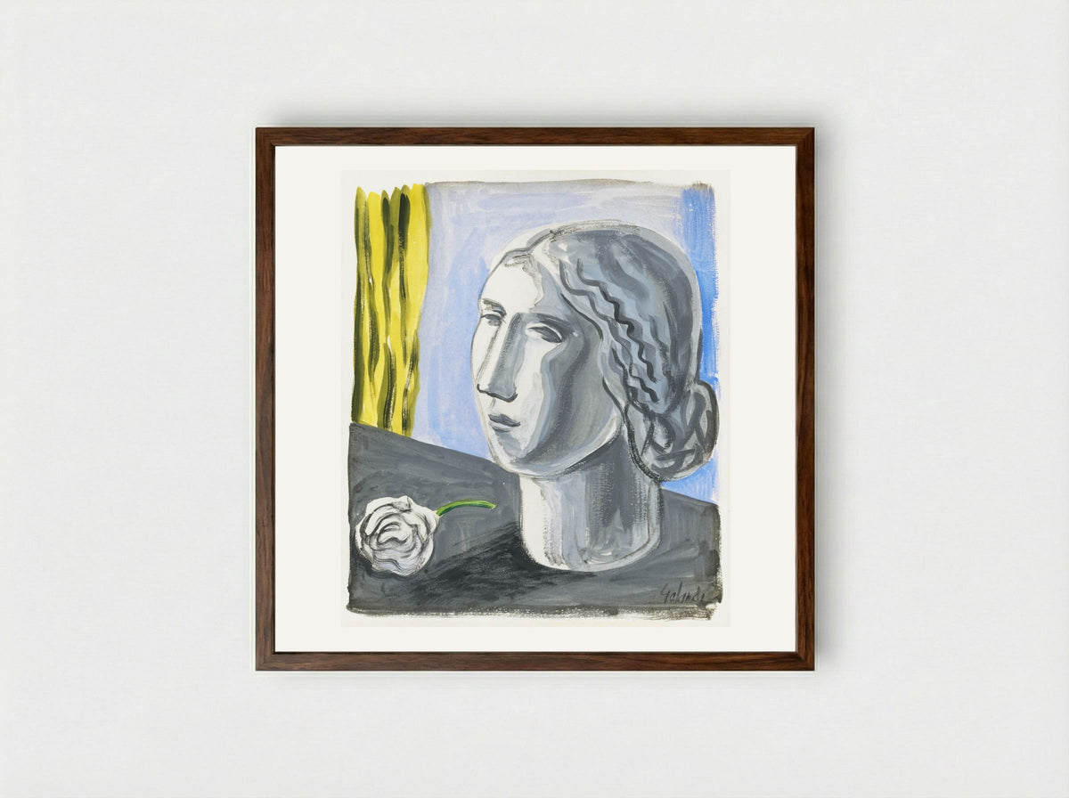 Fragment of Female Head - Mikuláš Galanda - Framed Print Dark Wood