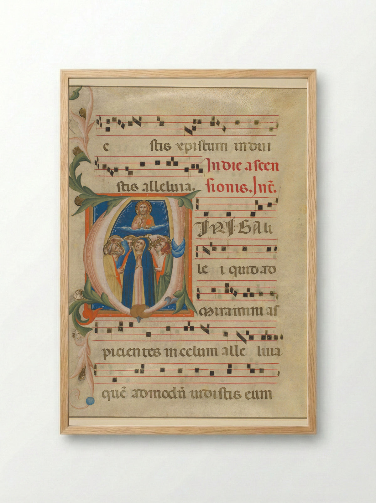 Fragment of a Missal: Initial A with the Ascension of Christ - Lippo Vanni - Framed Print Wood