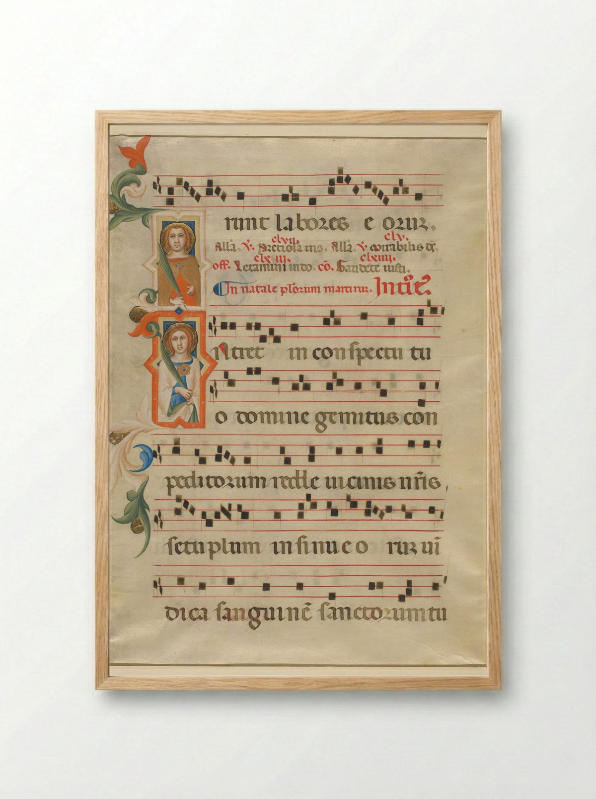 Fragment of a Missal: Two Initials with Martyrs - Lippo Vanni - Framed Print Wood