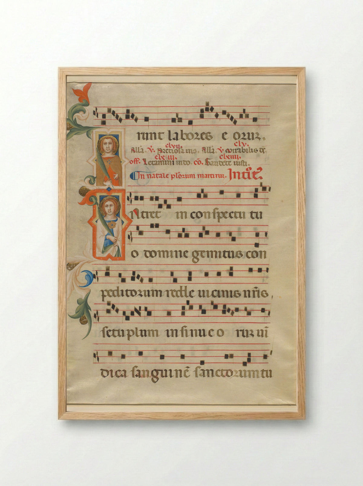 Fragment of a Missal: Two Initials with Martyrs - Lippo Vanni - Framed Print Wood