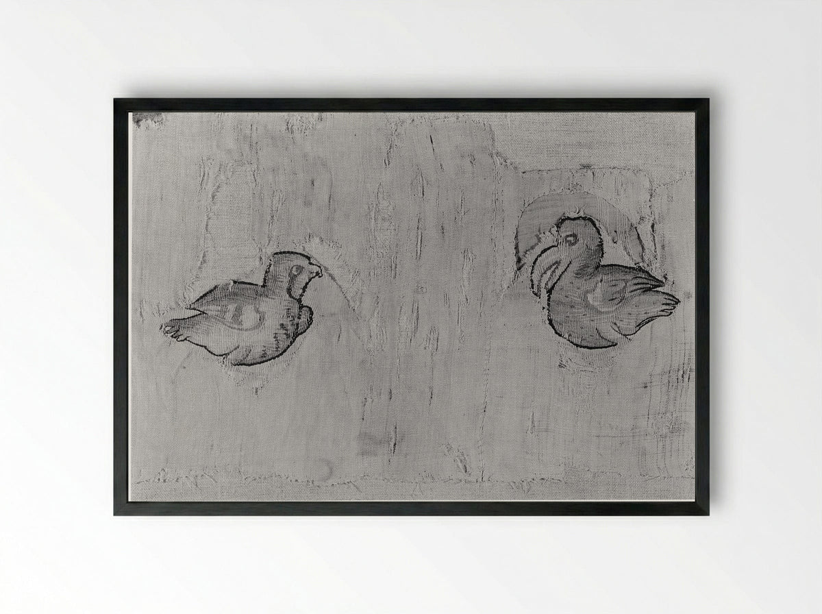 Fragment with Two Birds - Fine Art Print - Framed Print Black