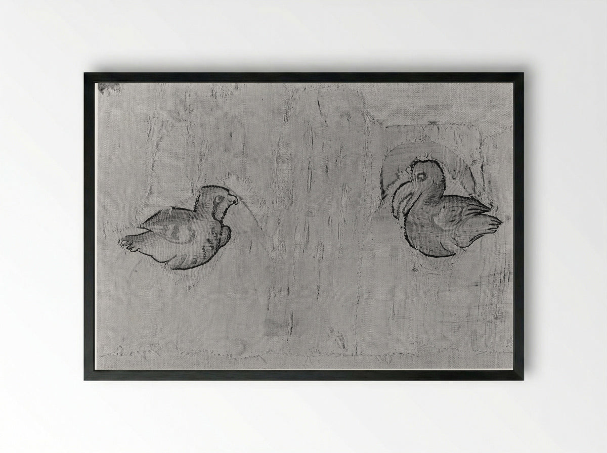 Fragment with Two Birds - Fine Art Print - Framed Print Black