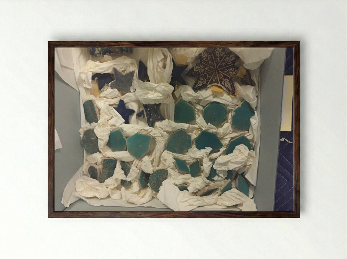 Fragments of a Tile Panel - Fine Art Print - Framed Print Dark Wood