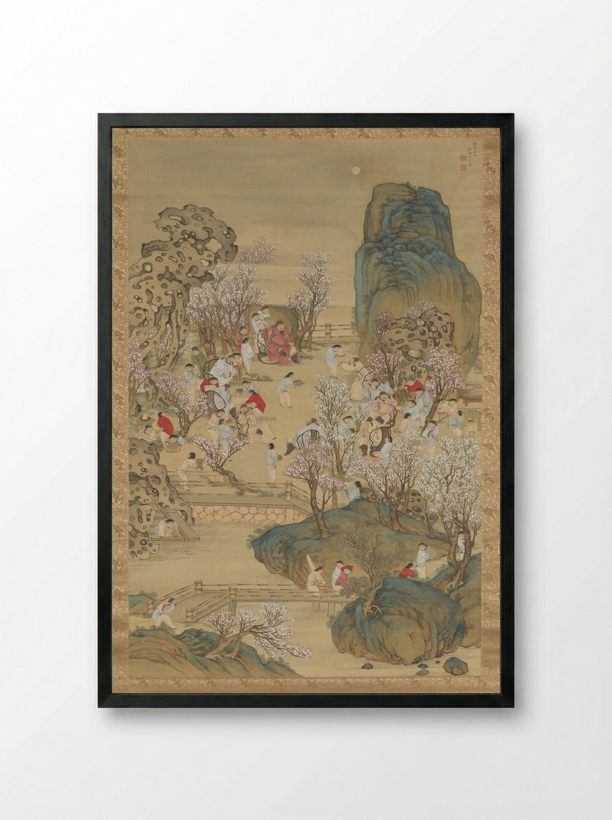 Fragrant Garden under a Hazy Moon - Nakabayashi Chikutō - Framed Print Black
