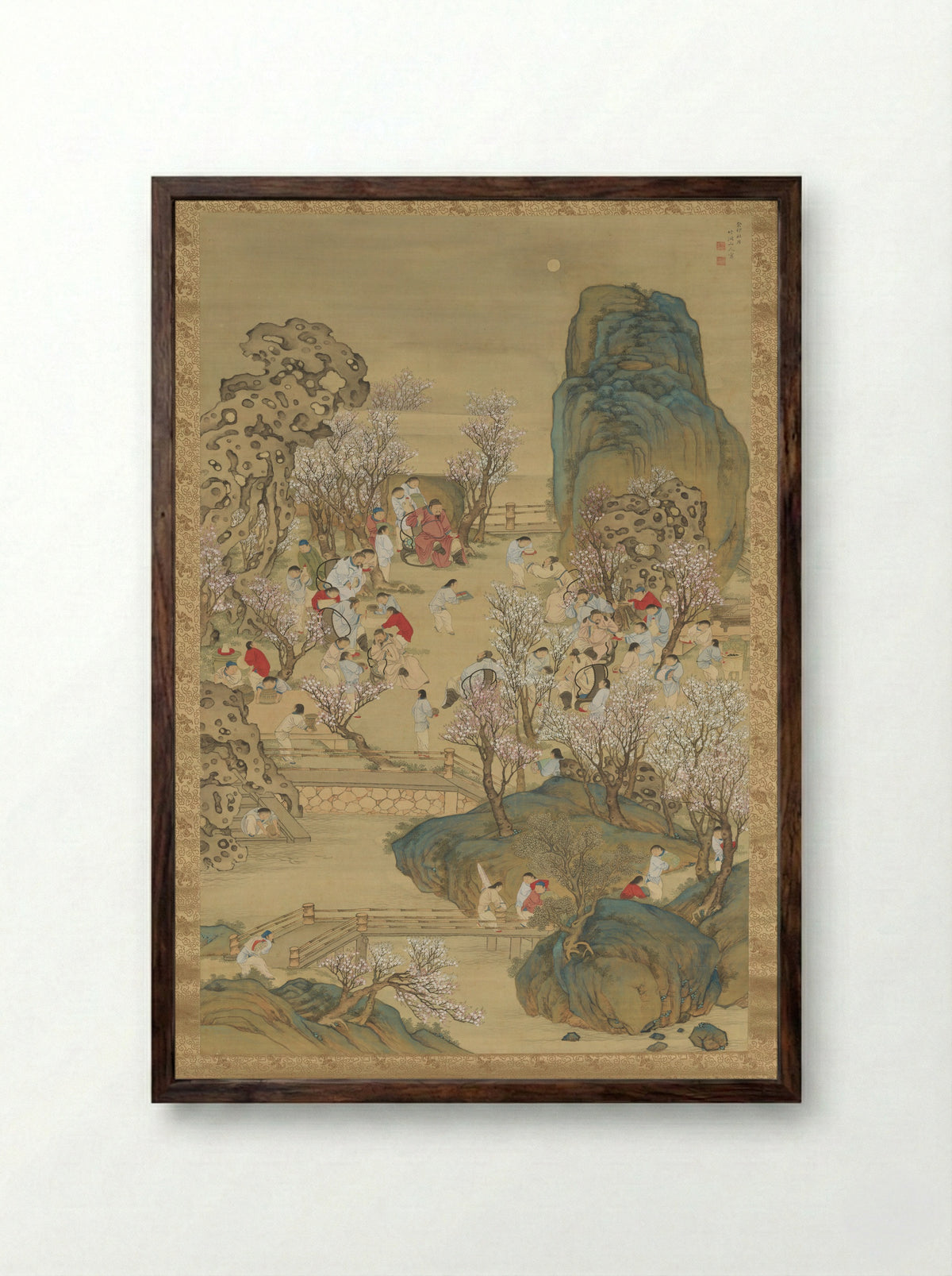 Fragrant Garden under a Hazy Moon - Nakabayashi Chikutō - Framed Print Dark Wood