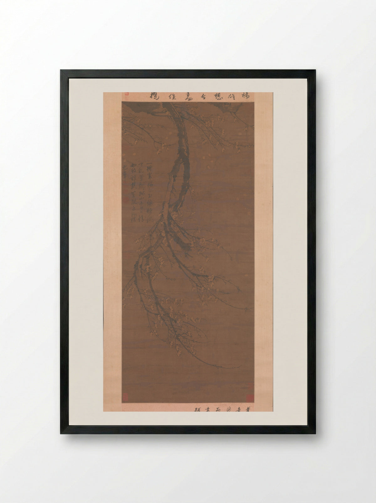 Fragrant Snow at Broken Bridge - Wang Mian - Framed Print Black