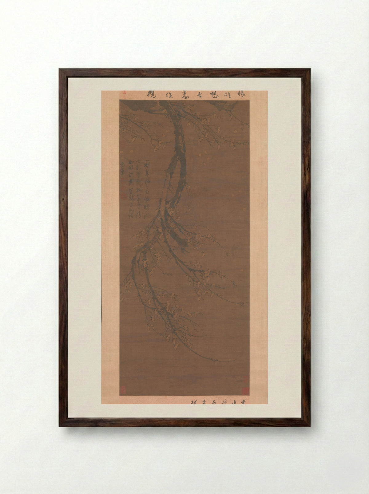 Fragrant Snow at Broken Bridge - Wang Mian - Framed Print Dark Wood