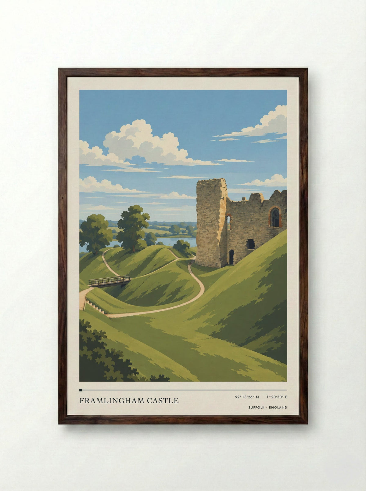 Framlingham Castle, Suffolk | Travel Poster - Framed Print Dark Wood
