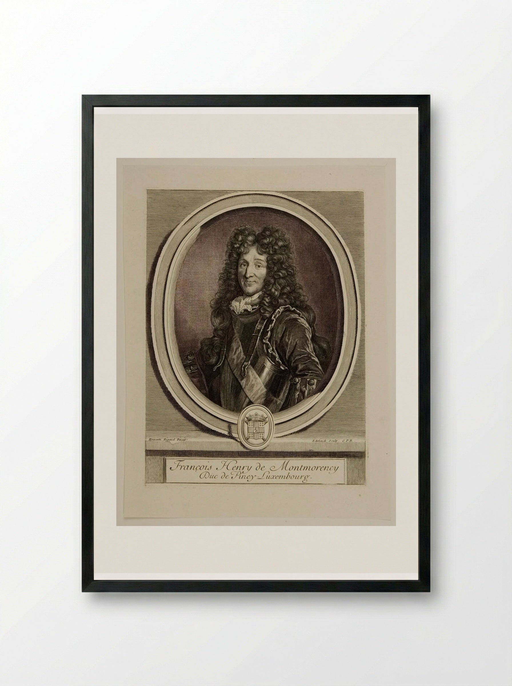 François-Henri de Montmorency, Duc de Piney-Luxembourg - Gérard Edelinck - Framed Print Black