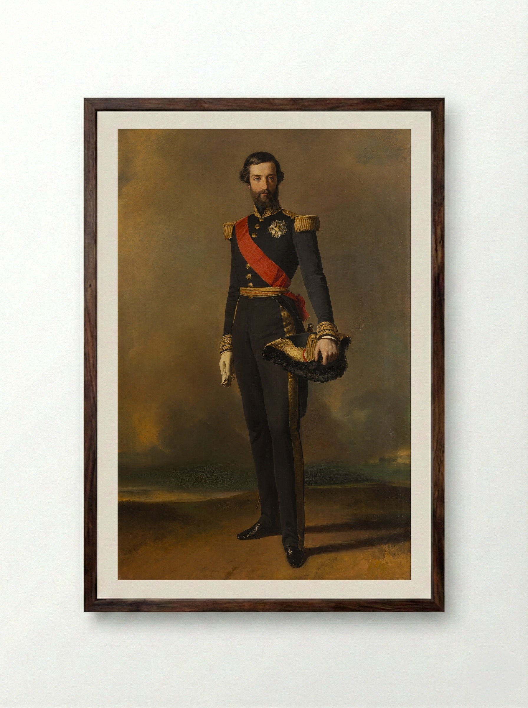 François d'Orléans, Prince de Joinville - Franz Xaver Winterhalter - Framed Print Dark Wood
