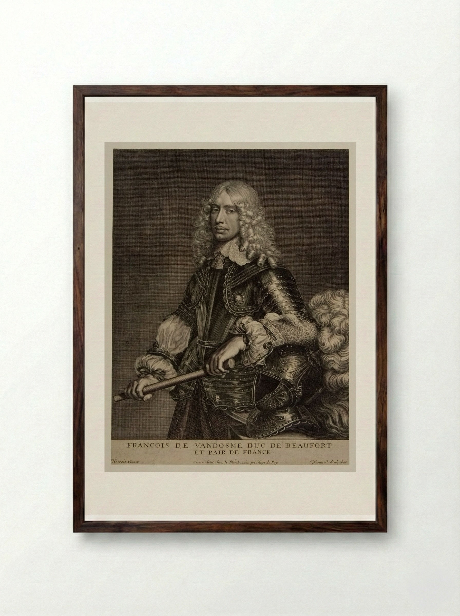 François de Vendôme, Duc de Beaufort - Robert Nanteuil - Framed Print Dark Wood