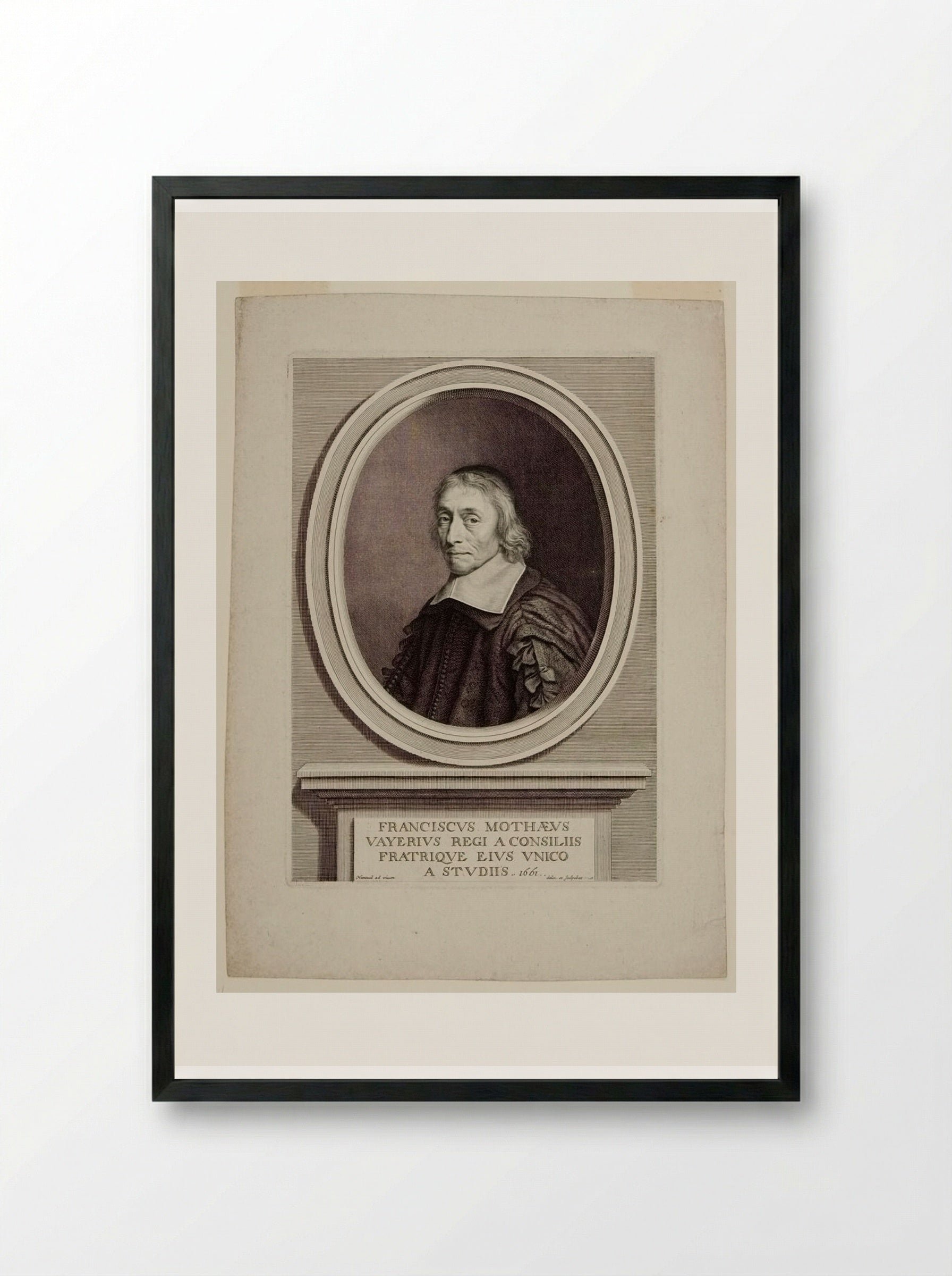 François de la Mothe le Vayer - Robert Nanteuil - Framed Print Black