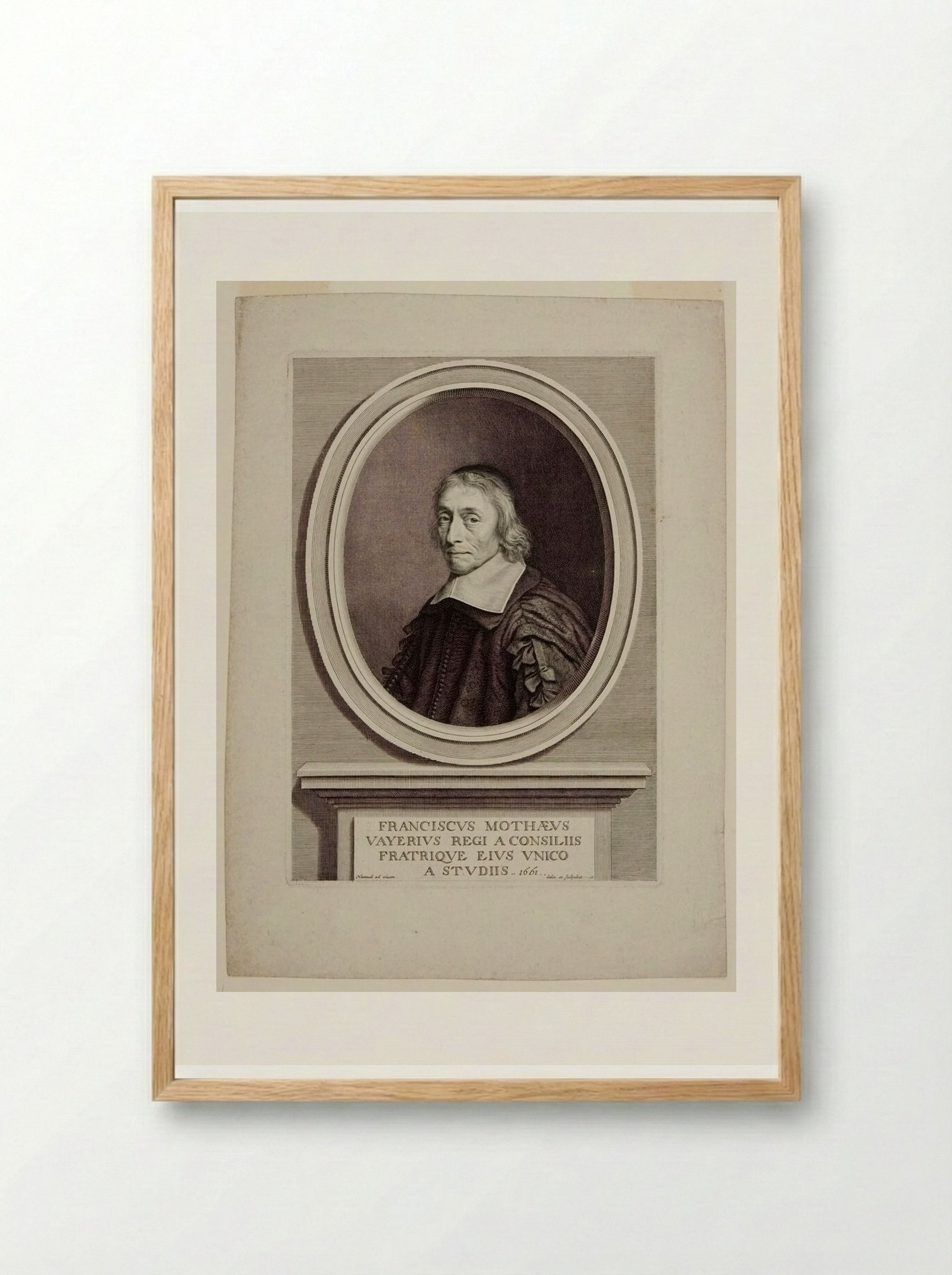 François de la Mothe le Vayer - Robert Nanteuil - Framed Print Wood