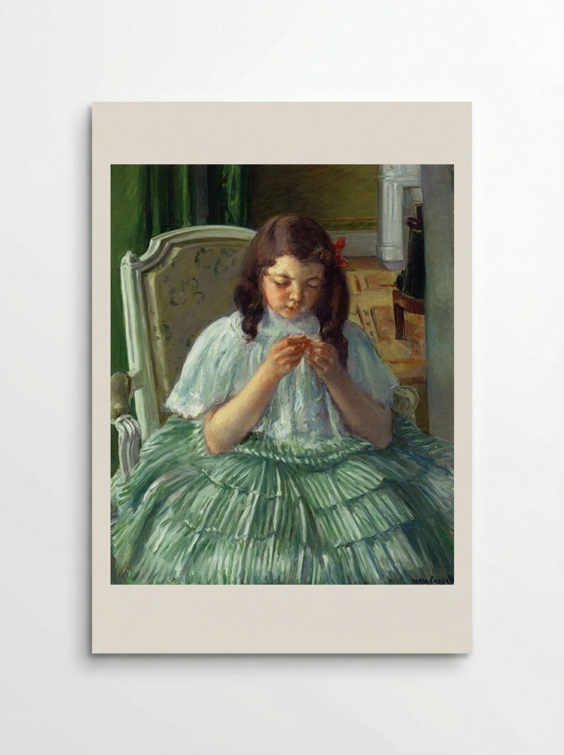Françoise in Green, Sewing - Mary Cassatt - Poster