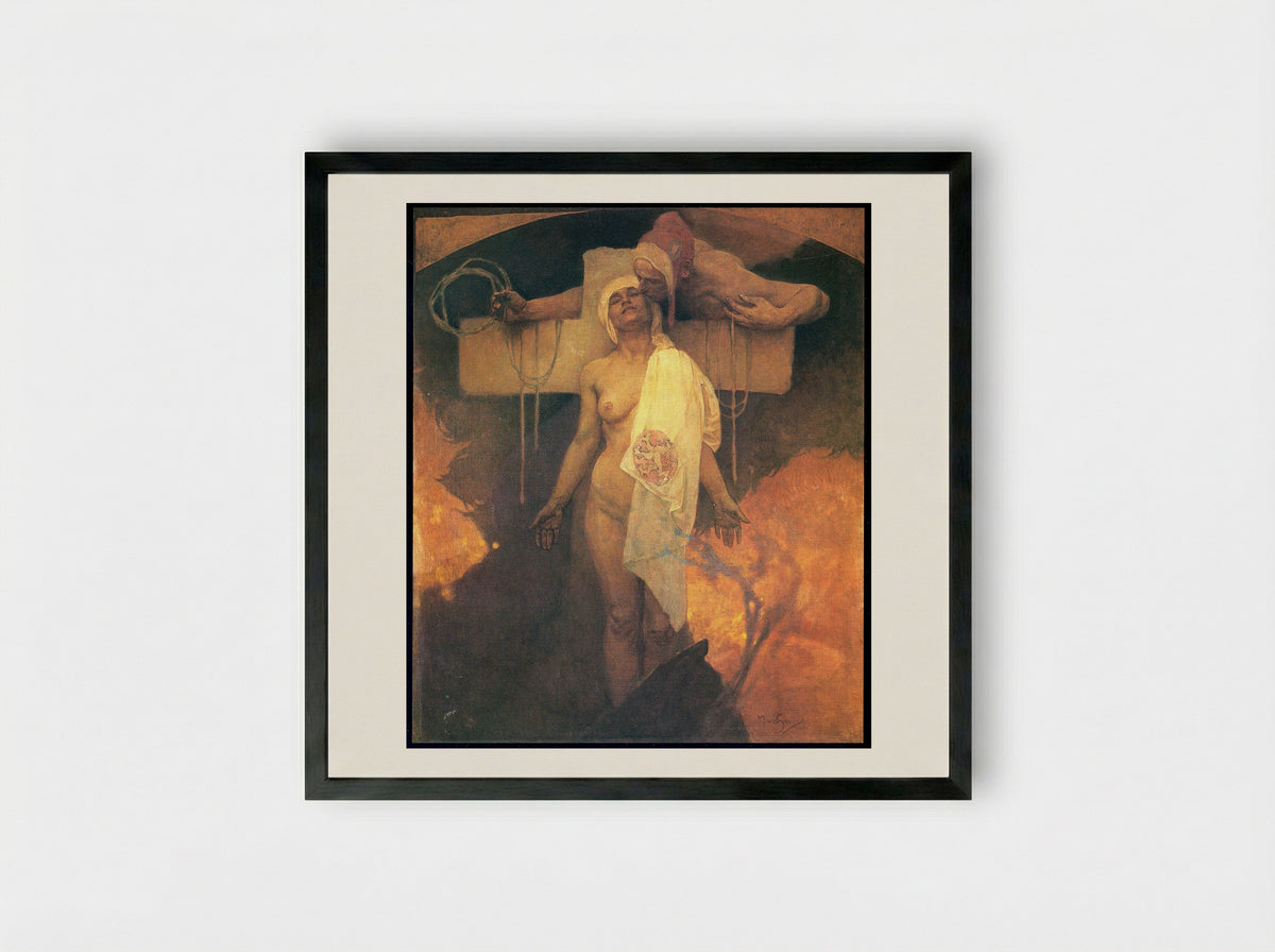 France Embraces Bohemia - Alphonse Mucha - Framed Print Black