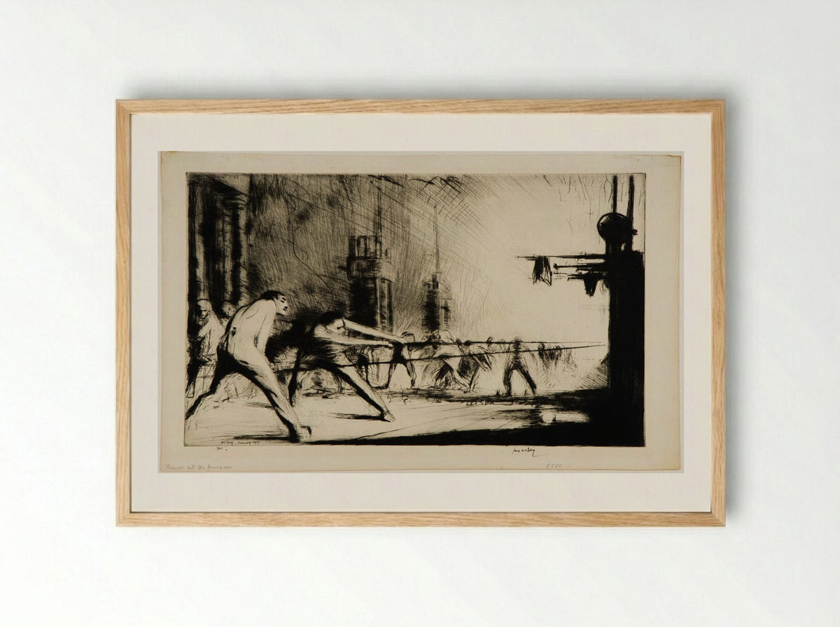 France at her Furnaces - James McBey - Framed Print Wood