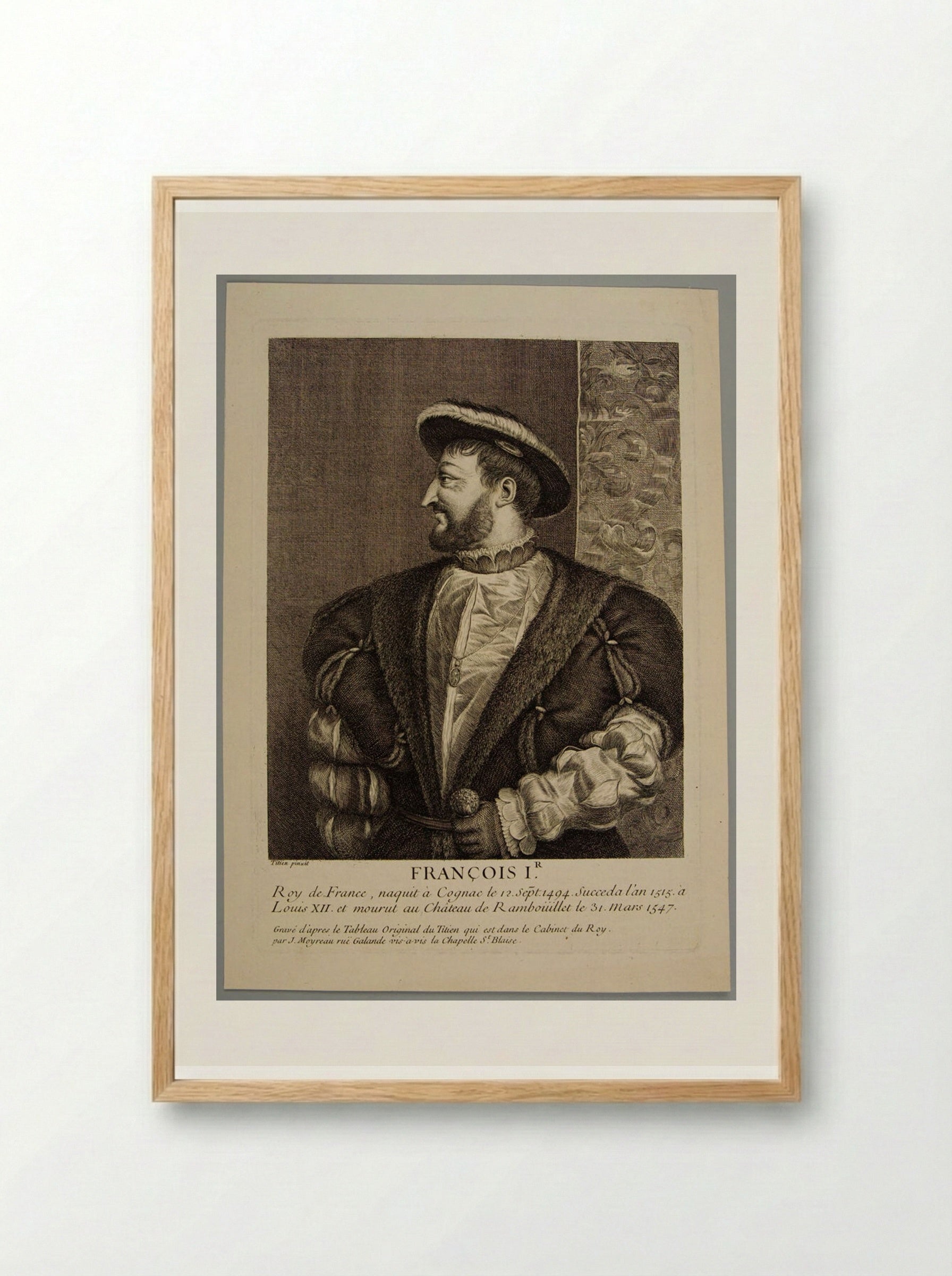Francis I, King of France - Jean Moyreau - Framed Print Wood