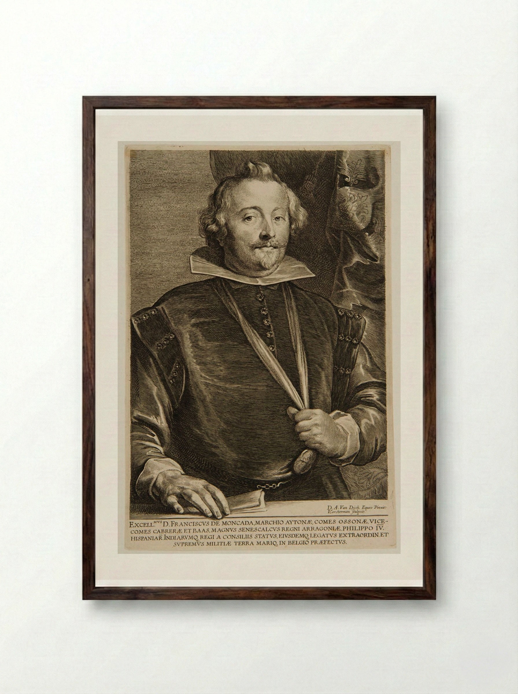 Francisco de Moncada - Lucas Vorsterman I - Framed Print Dark Wood