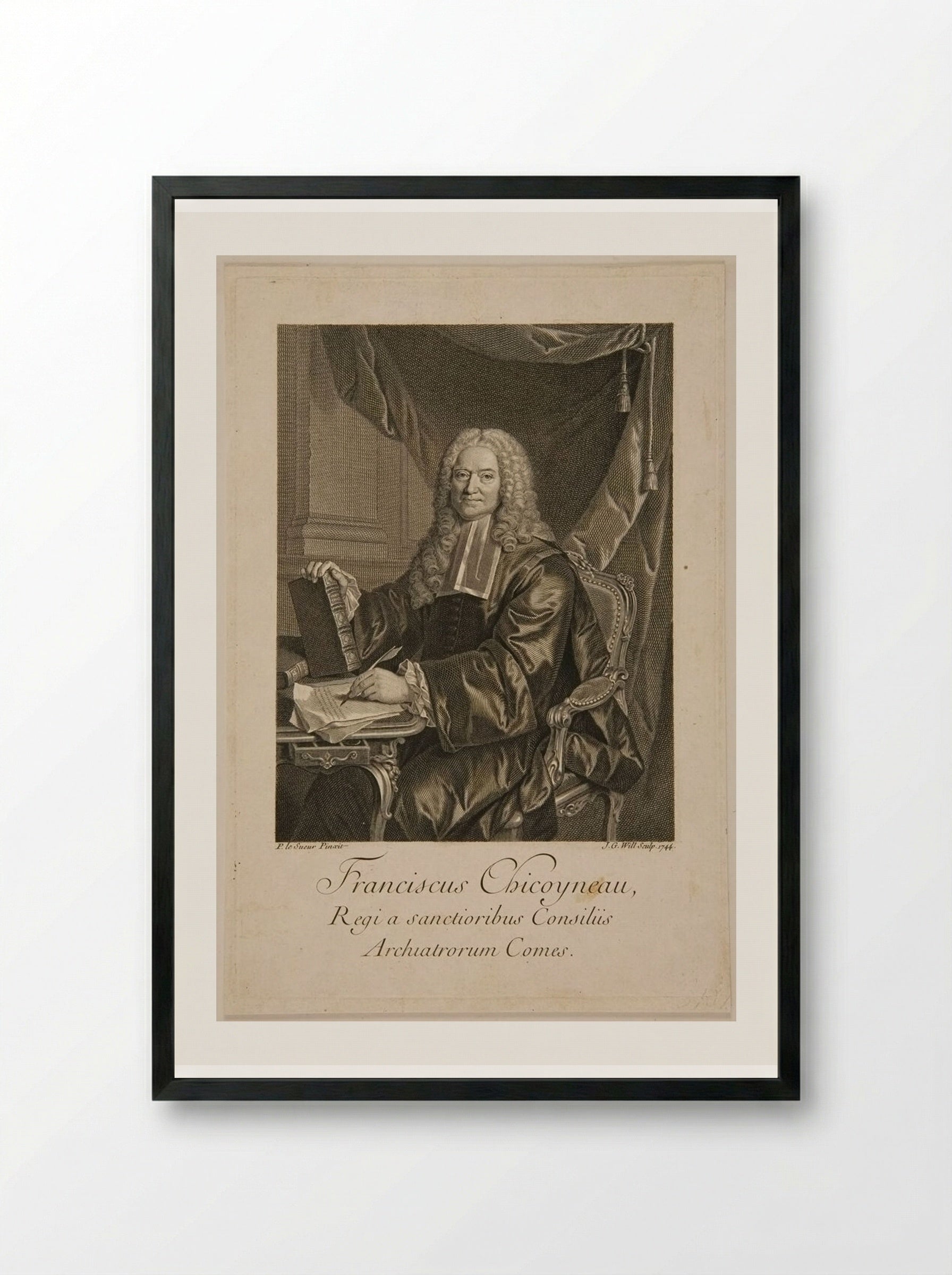 Franciscus Chicoyneau - Johann Georg Wille - Framed Print Black