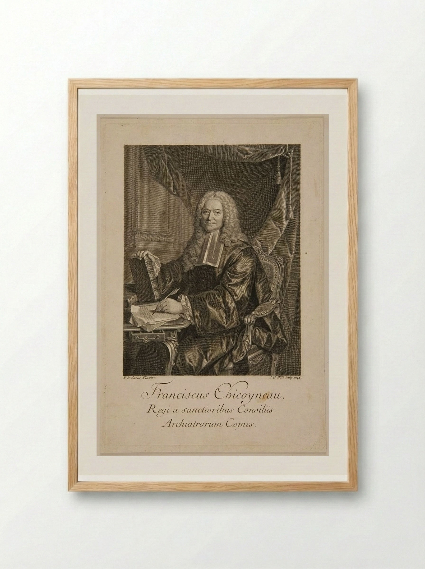 Franciscus Chicoyneau - Johann Georg Wille - Framed Print Wood