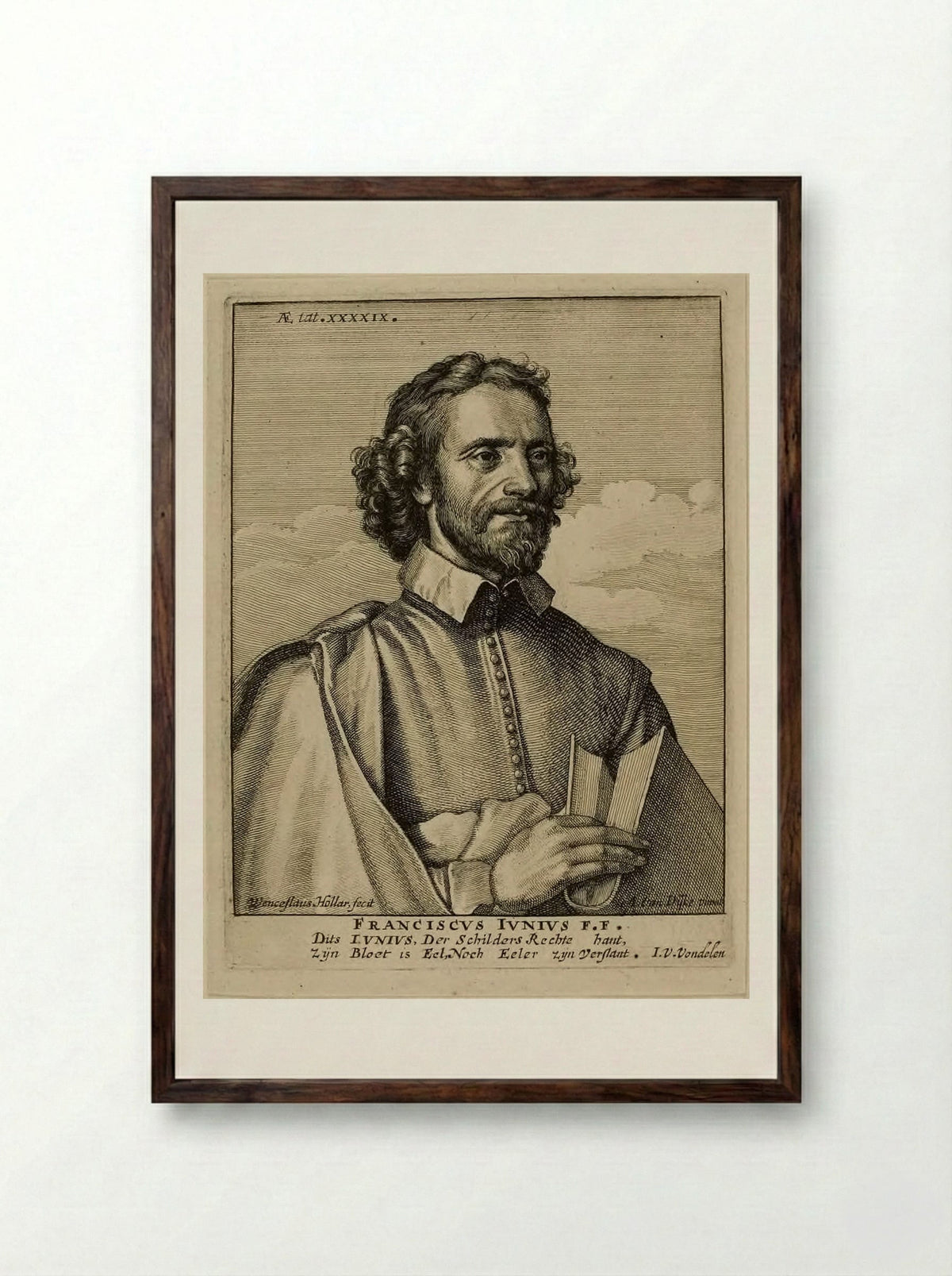Franciscus Junius the Younger - Wenceslaus Hollar - Framed Print Dark Wood