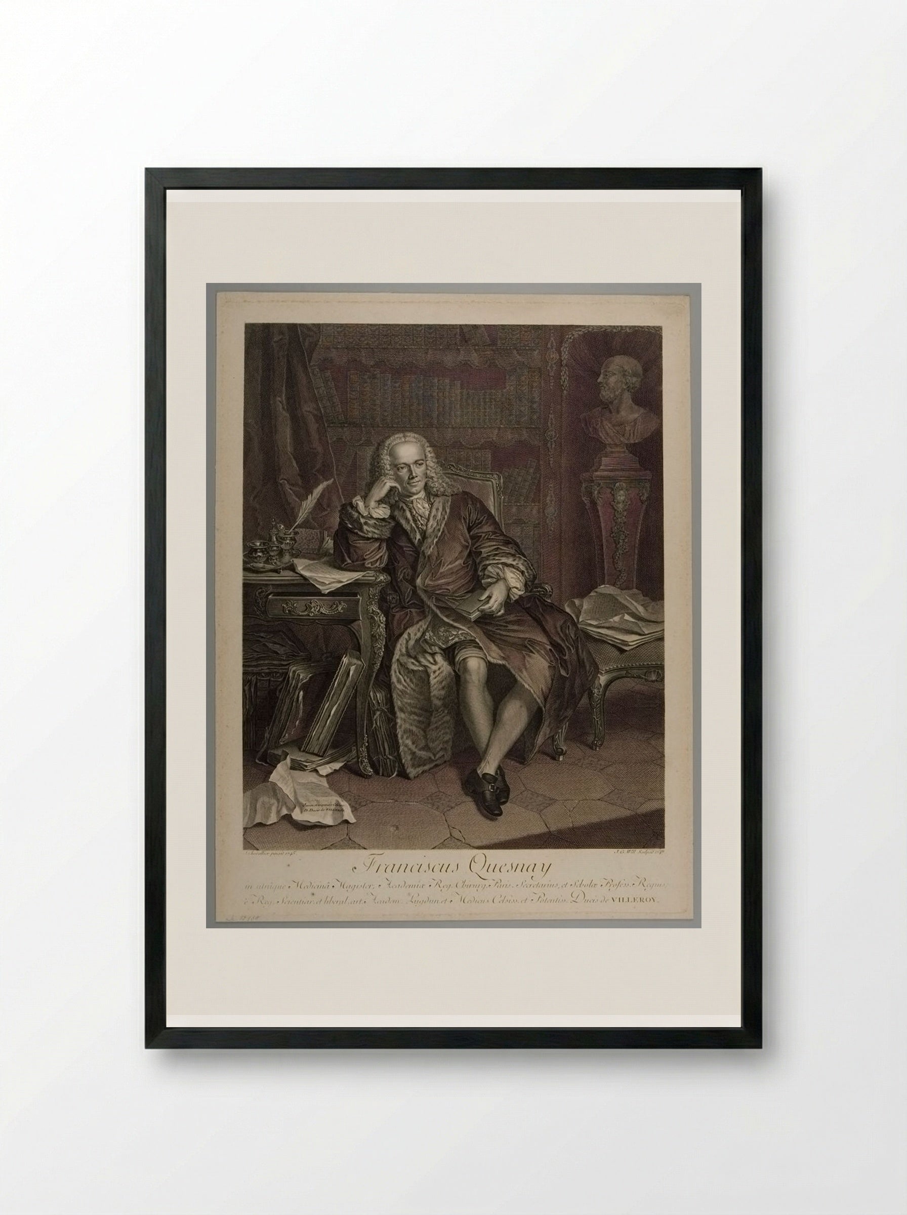 Franciscus Quesnay - Johann Georg Wille - Framed Print Black