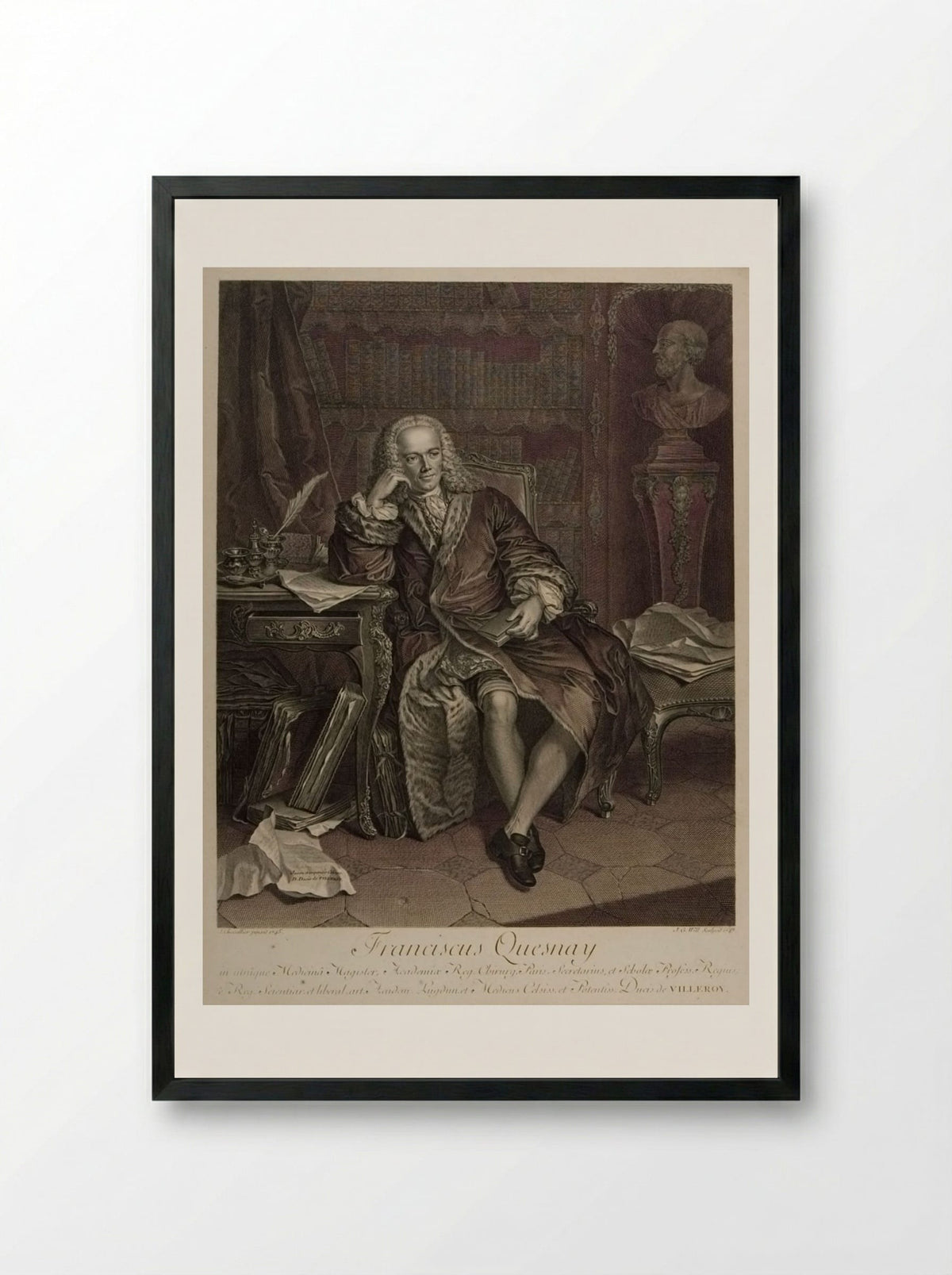 Franciscus Quesnay - Johann Georg Wille - Framed Print Black