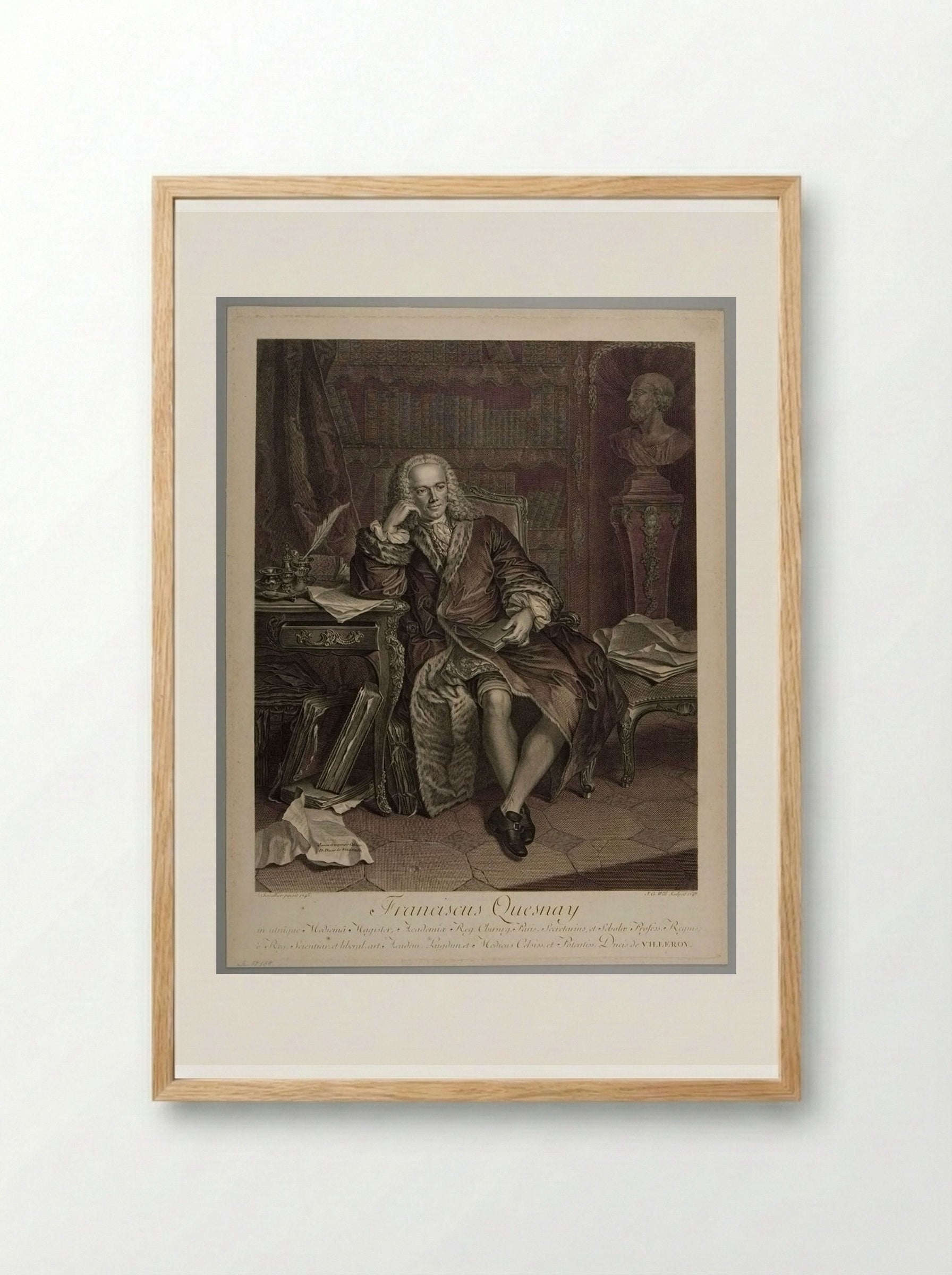 Franciscus Quesnay - Johann Georg Wille - Framed Print Wood